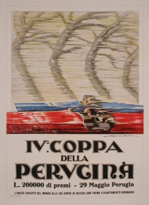 Italian Art Deco Period Race Car Poster by Federico Seneca 1927